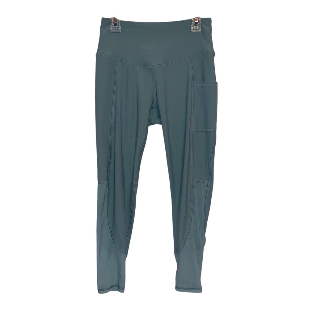 Gottex Seafoam Green Cropped Leggings Small High Rise Athletic Yoga Pants Pocket